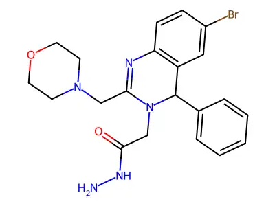 2-(6-bromo-2-(morpholinomethyl)-4-phenylquinazolin-3(4H)-yl)acetohydrazide structure