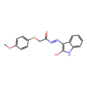 3-(2-(4-Methoxyphenoxy)acetylhydrazidyl)-2-oxoindoline structure