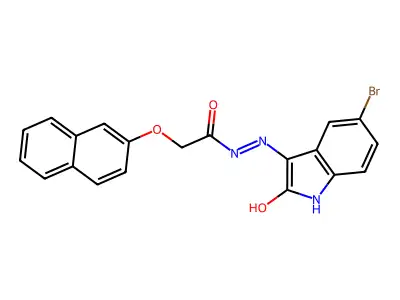 (E)-N'-(5-bromo-2-oxoindolin-3-ylidene)-2-(naphthalen-2-yloxy)acetohydrazide structure