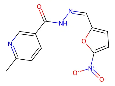 6-methyl-N-[(Z)-(5-nitrofuran-2-yl)methylideneamino]pyridine-3-carboxamide structure