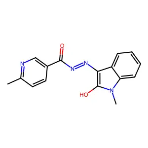 6-methyl-N'-(1-methyl-2-oxo-1,2-dihydro-3H-indol-3-ylidene)nicotinohydrazide structure
