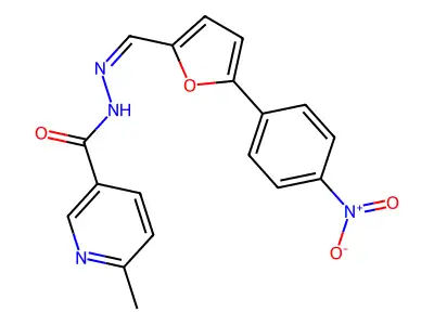 6-methyl-N'-{(Z)-[5-(4-nitrophenyl)furan-2-yl]methylidene}pyridine-3-carbohydrazide structure