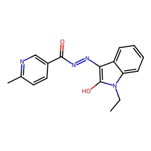 N'-(1-ethyl-2-oxo-1,2-dihydro-3H-indol-3-ylidene)-6-methylnicotinohydrazide structure