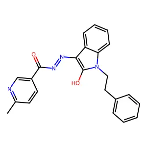(E)-6-methyl-N'-(2-oxo-1-phenethylindolin-3-ylidene)nicotinohydrazide structure