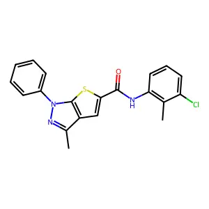 N-(3-chloro-2-methylphenyl)-3-methyl-1-phenyl-1H-thieno[2,3-c]pyrazole-5-carboxamide structure