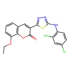 3-[5-(2,4-dichloroanilino)-1,3,4-thiadiazol-2-yl]-8-ethoxy-2H-chromen-2-one structure