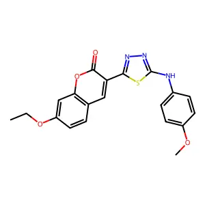 7-ethoxy-3-(5-((4-methoxyphenyl)amino)-1,3,4-thiadiazol-2-yl)-2H-chromen-2-one structure