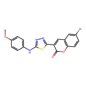 6-Bromo-3-[5-(4-methoxyanilino)-1,3,4-thiadiazol-2-yl]chromen-2-one structure