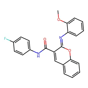 (2Z)-N-(4-fluorophenyl)-2-[(2-methoxyphenyl)imino]-2H-chromene-3-carboxamide structure