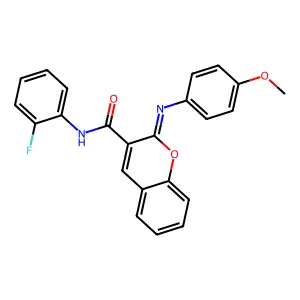 N-(2-fluorophenyl)-2-(4-methoxyphenyl)iminochromene-3-carboxamide structure
