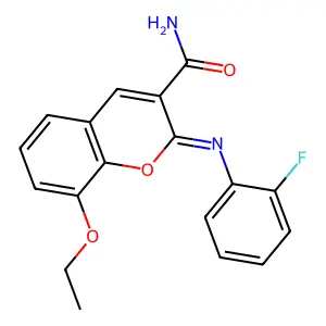 (Z)-8-ethoxy-2-((2-fluorophenyl)imino)-2H-chromene-3-carboxamide structure