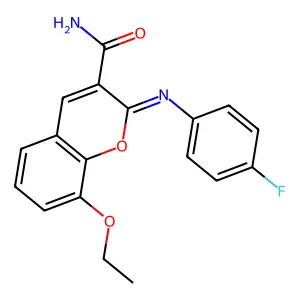 8-ethoxy-2-[(4-fluorophenyl)imino]-2H-chromene-3-carboxamide structure