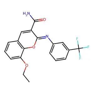 (Z)-8-ethoxy-2-((3-(trifluoromethyl)phenyl)imino)-2H-chromene-3-carboxamide structure