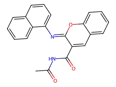 (2Z)-N-acetyl-2-[(naphthalen-1-yl)imino]-2H-chromene-3-carboxamide structure