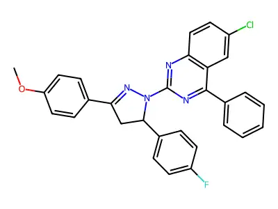 6-chloro-2-[5-(4-fluorophenyl)-3-(4-methoxyphenyl)-4,5-dihydro-1H-pyrazol-1-yl]-4-phenylquinazoline structure