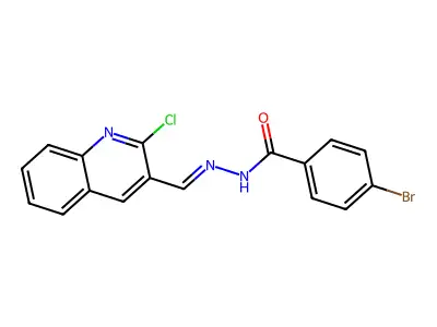 (E)-4-bromo-N'-((2-chloroquinolin-3-yl)methylene)benzohydrazide structure