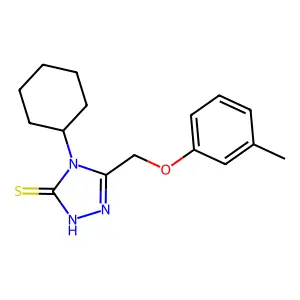 4-cyclohexyl-3-[(3-methylphenoxy)methyl]-1H-1,2,4-triazole-5-thione structure