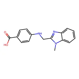 4-{[(1-methyl-1H-benzimidazol-2-yl)methyl]amino}benzoic acid structure