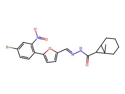 1-Methylbicyclo[4.1.0]heptane-7-carboxylic acid 2-[[5-(4-bromo-2-nitrophenyl)-2-furanyl]methylene]hydrazide structure