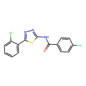 N-[5-(2-chlorophenyl)-1,3,4-thiadiazol-2-yl]-4-fluorobenzamide structure