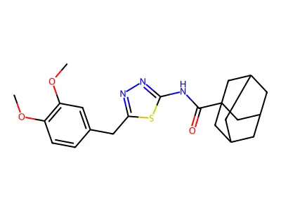 N-[5-(3,4-dimethoxybenzyl)-1,3,4-thiadiazol-2-yl]-1-adamantanecarboxamide structure