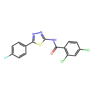 2,4-dichloro-N-[5-(4-fluorophenyl)-1,3,4-thiadiazol-2-yl]benzamide structure