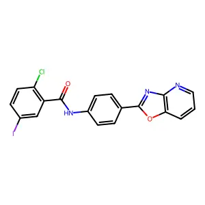 2-chloro-5-iodo-N-[4-([1,3]oxazolo[4,5-b]pyridin-2-yl)phenyl]benzamide structure