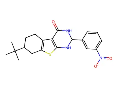 7-tert-butyl-2-{3-nitrophenyl}-2,3,5,6,7,8-hexahydro[1]benzothieno[2,3-d]pyrimidin-4(1H)-one structure