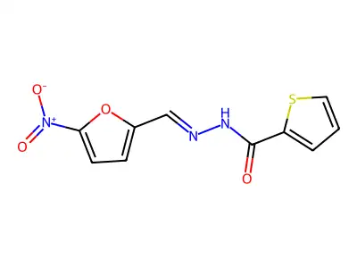 N-[(5-nitrofuran-2-yl)methylideneamino]thiophene-2-carboxamide structure