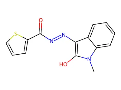 1-Methyl-3-(thiophene-2-carboxylhydrazidyl)-2-oxoindoline structure