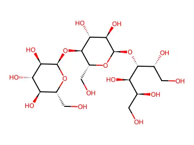 Hexopyranosyl-(1->4)hexopyranosyl-(1->3)hexitol structure