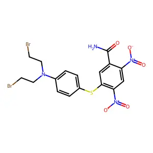 Benzamide, 5-((p-(bis(2-bromoethyl)amino)phenyl)thio)-2,4-dinitro- structure