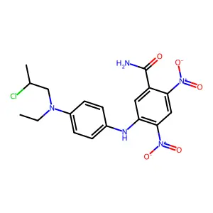 Benzamide, 5-(p-((2-chloropropyl)ethylamino)anilino)-2,4-dinitro- structure