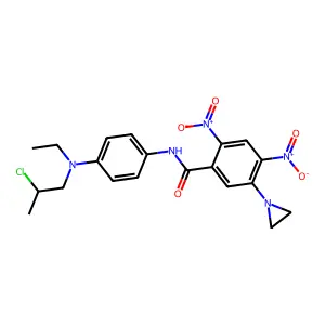 5-(aziridin-1-yl)-N-[4-[2-chloropropyl(ethyl)amino]phenyl]-2,4-dinitrobenzamide structure