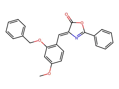 4-[(4-methoxy-2-phenylmethoxy-phenyl)methyl]-2-phenyl-4H-1,3-oxazol-5-one structure