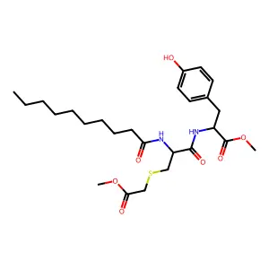 CH3-(CH2)8-CO-Cys(CH2-CO-OMe)-Tyr-OMe structure