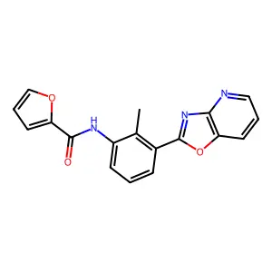 N-[2-methyl-3-([1,3]oxazolo[4,5-b]pyridin-2-yl)phenyl]furan-2-carboxamide structure