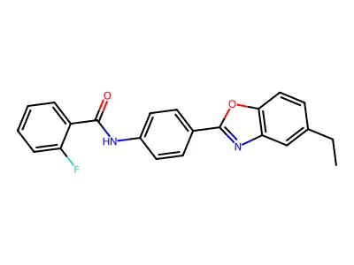 N-[4-(5-ethyl-1,3-benzoxazol-2-yl)phenyl]-2-fluorobenzamide structure