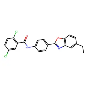 2,5-dichloro-N-[4-(5-ethyl-1,3-benzoxazol-2-yl)phenyl]benzamide structure