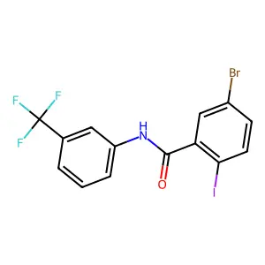 5-bromo-2-iodo-N-[3-(trifluoromethyl)phenyl]benzamide structure