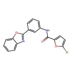 N-[3-(1,3-benzoxazol-2-yl)phenyl]-5-bromofuran-2-carboxamide structure