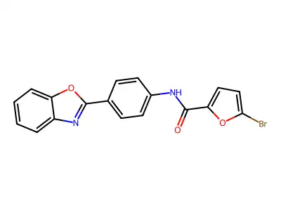 N-[4-(1,3-benzoxazol-2-yl)phenyl]-5-bromofuran-2-carboxamide structure