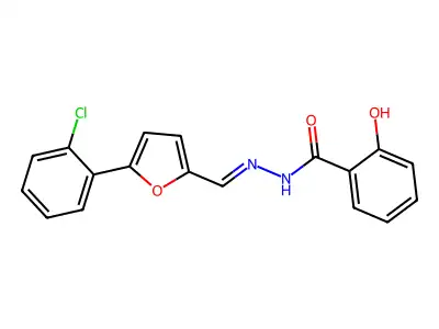 N-[(E)-[5-(2-chlorophenyl)furan-2-yl]methylideneamino]-2-hydroxybenzamide structure