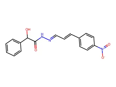 2-hydroxy-N-[(E)-[(E)-3-(4-nitrophenyl)prop-2-enylidene]amino]-2-phenylacetamide structure