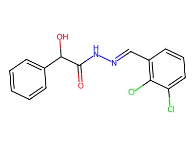 N-[(E)-(2,3-dichlorophenyl)methylideneamino]-2-hydroxy-2-phenylacetamide structure