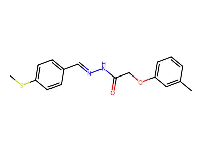 2-(3-methylphenoxy)-N-[(E)-(4-methylsulfanylphenyl)methylideneamino]acetamide structure