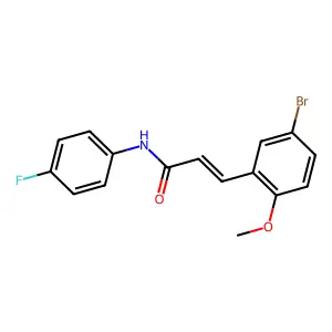 (E)-3-(5-bromo-2-methoxyphenyl)-N-(4-fluorophenyl)prop-2-enamide structure