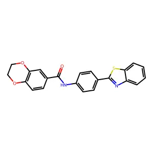 N-[4-(1,3-benzothiazol-2-yl)phenyl]-2,3-dihydro-1,4-benzodioxine-6-carboxamide structure
