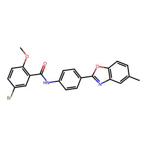 5-bromo-2-methoxy-N-[4-(5-methyl-1,3-benzoxazol-2-yl)phenyl]benzamide structure
