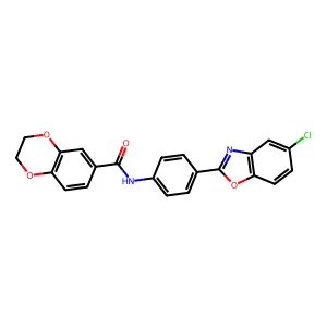 N-[4-(5-chloro-1,3-benzoxazol-2-yl)phenyl]-2,3-dihydro-1,4-benzodioxine-6-carboxamide structure